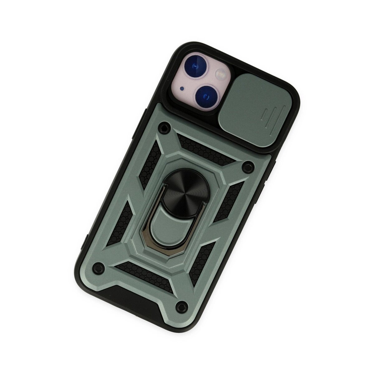 Apple İphone 14 Kılıf Pars Lens Yüzüklü Silikon - Yeşil Apple İphone 14 Kılıf Pars Lens Yüzüklü Silikon - Yeşil