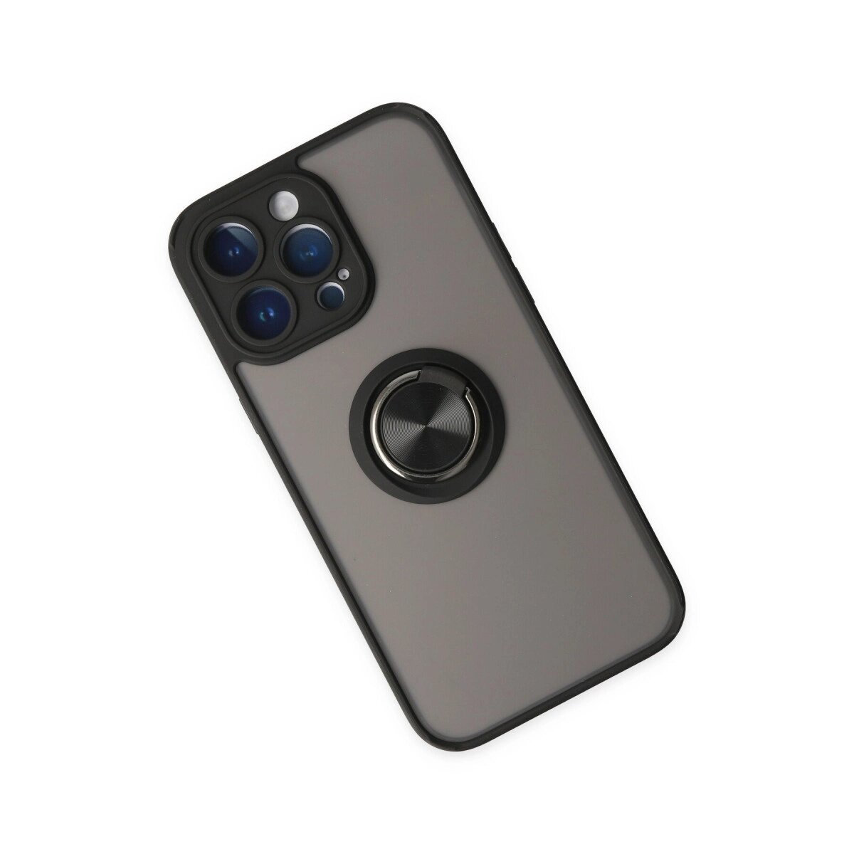 Apple İphone 14 Pro Kılıf Montreal Yüzüklü Silikon Kapak - Siyah Apple İphone 14 Pro Kılıf Montreal Yüzüklü Silikon Kapak - Siyah