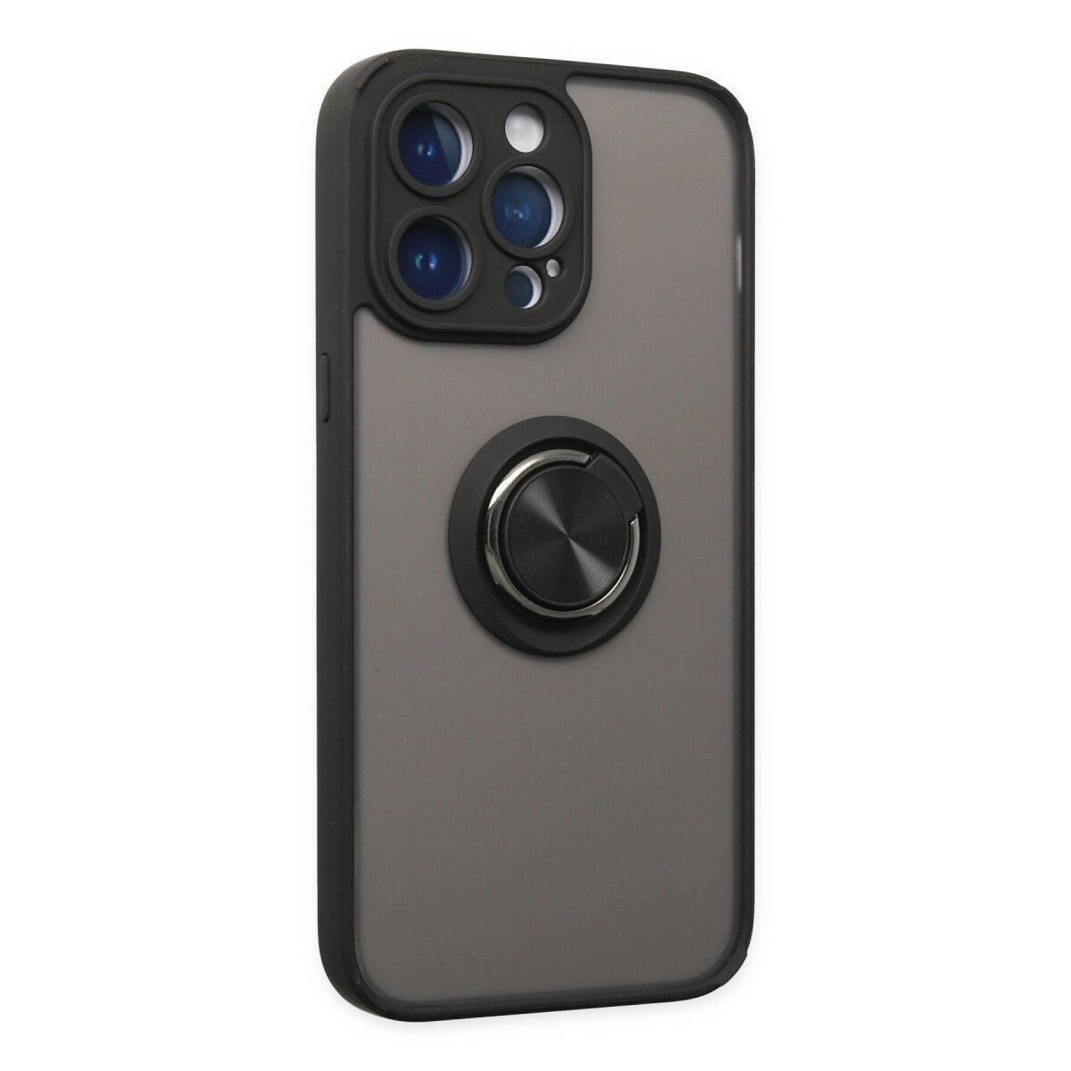 Apple İphone 14 Pro Max Kılıf Montreal Yüzüklü Silikon Kapak - Siyah Apple İphone 14 Pro Max Kılıf Montreal Yüzüklü Silikon Kapak - Siyah