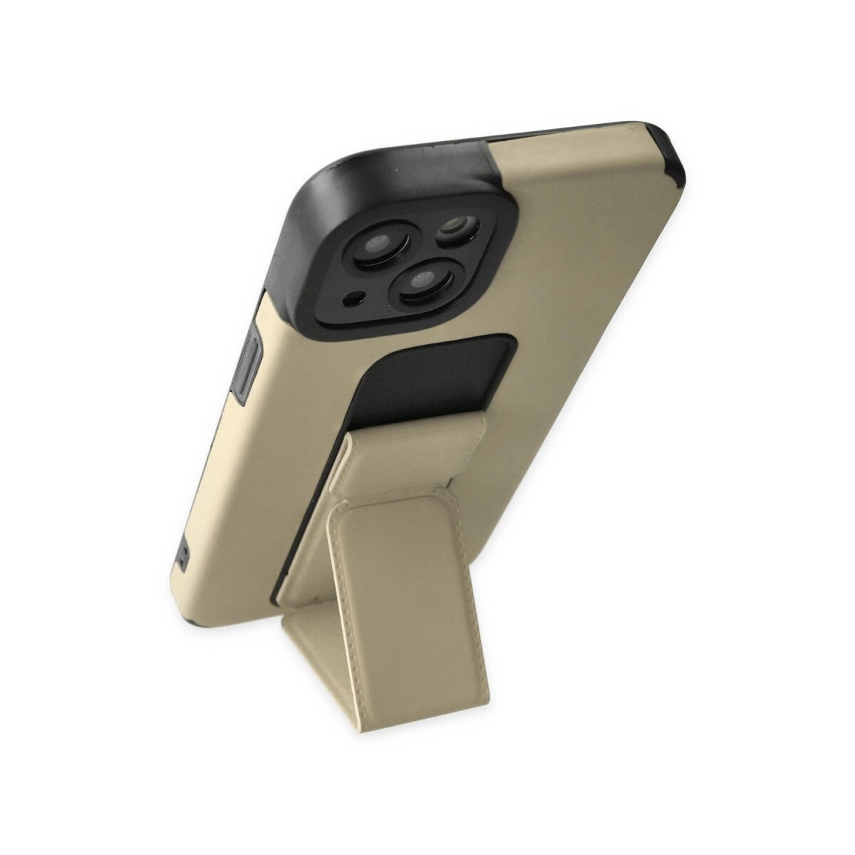 Apple İphone 14 Plus Kılıf Mega Standlı Silikon - Gold Apple İphone 14 Plus Kılıf Mega Standlı Silikon - Gold