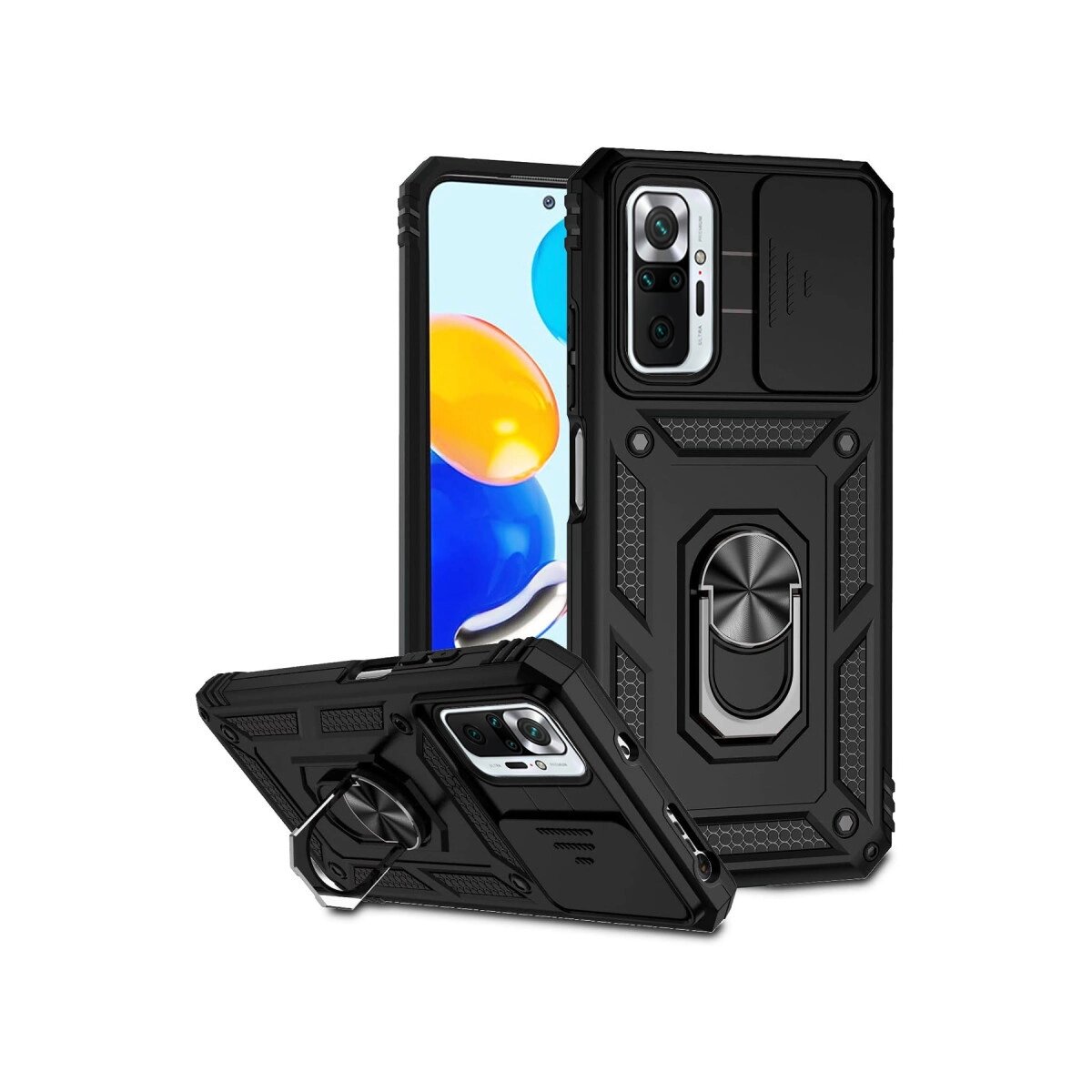 Note 10 Pro Kılıf Pars Lens Yüzüklü - Siyah