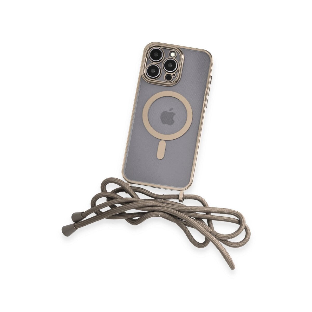 Apple İphone 12 Pro Max Kılıf Divo Lazer Askılı Magsafe Kapak - Gold