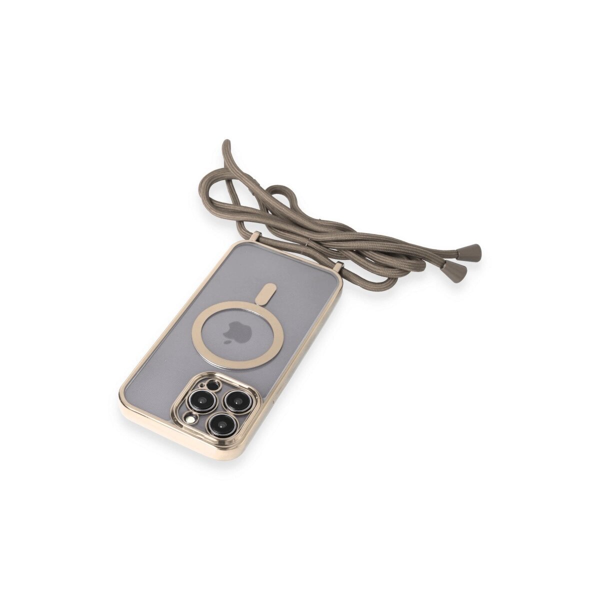 Apple İphone 12 Pro Max Kılıf Divo Lazer Askılı Magsafe Kapak - Gold