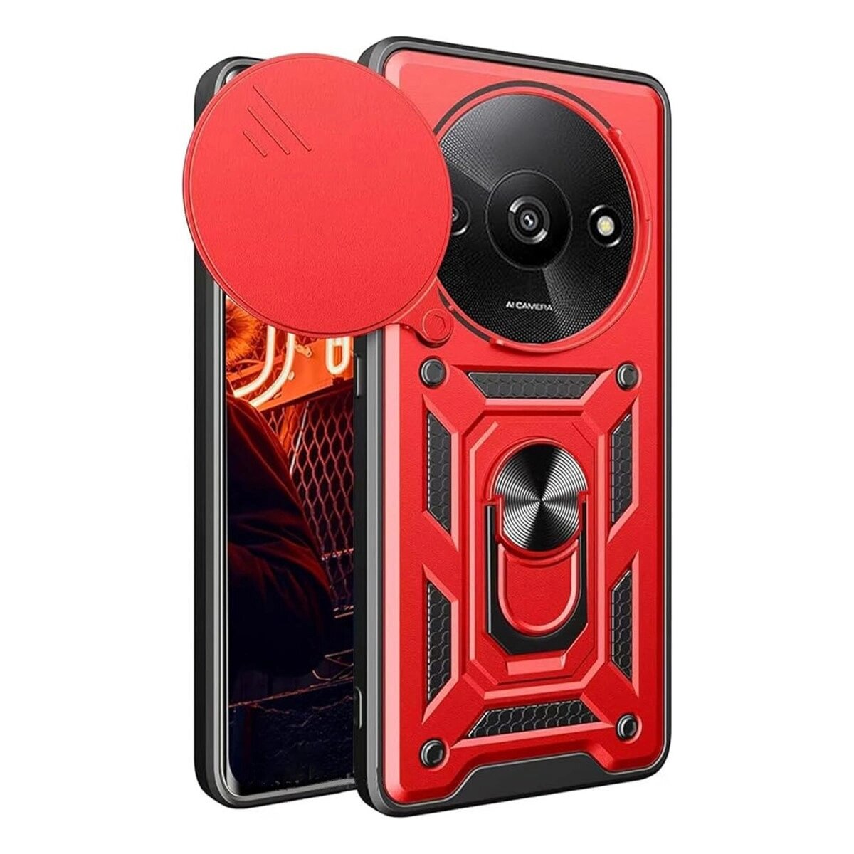 A3 4g Kılıf Pars Lens Yüzüklü  - Kırmızı