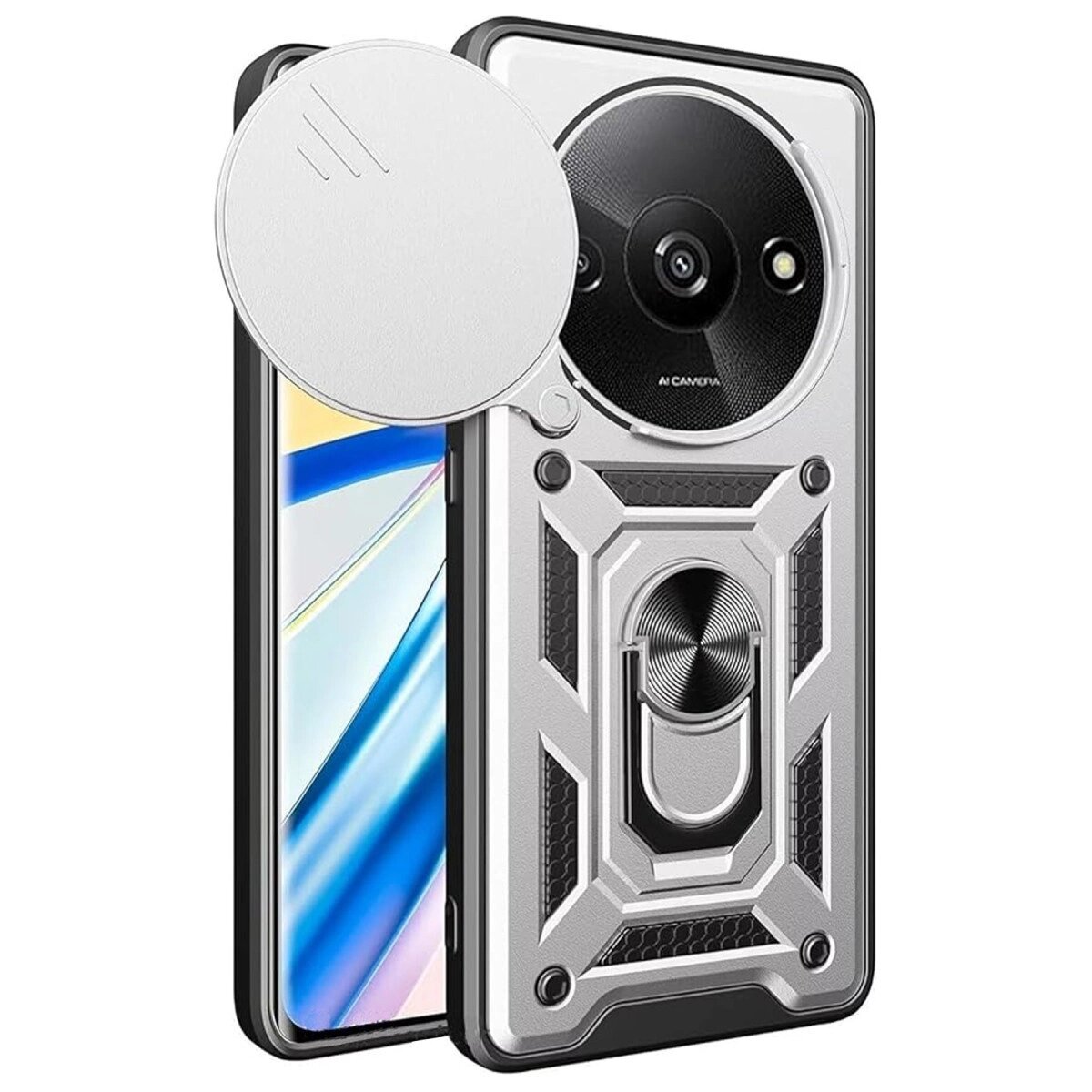A3 4g Kılıf Pars Lens Yüzüklü  - Gümüş