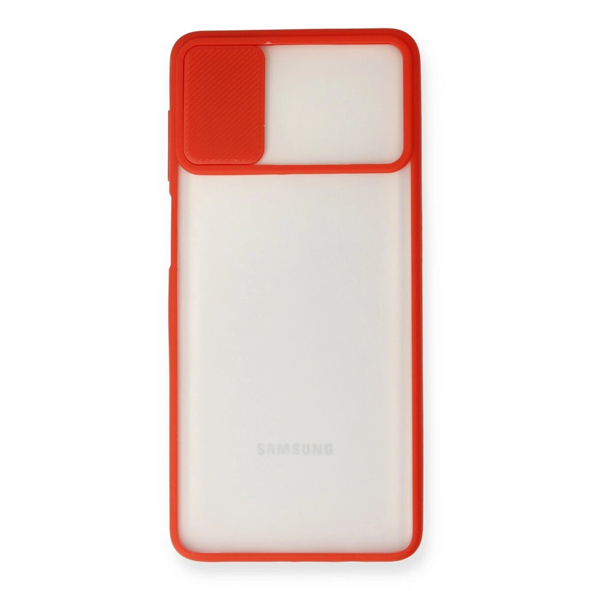Samsung Galaxy M51 Kılıf Palm Buzlu Kamera Sürgülü Silikon - Kırmızı Samsung Galaxy M51 Kılıf Palm Buzlu Kamera Sürgülü Silikon - Kırmızı