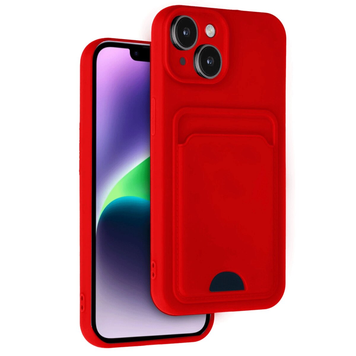 Apple İphone 14 Kılıf Kelvin Kartvizitli Silikon - Kırmızı Apple İphone 14 Kılıf Kelvin Kartvizitli Silikon - Kırmızı