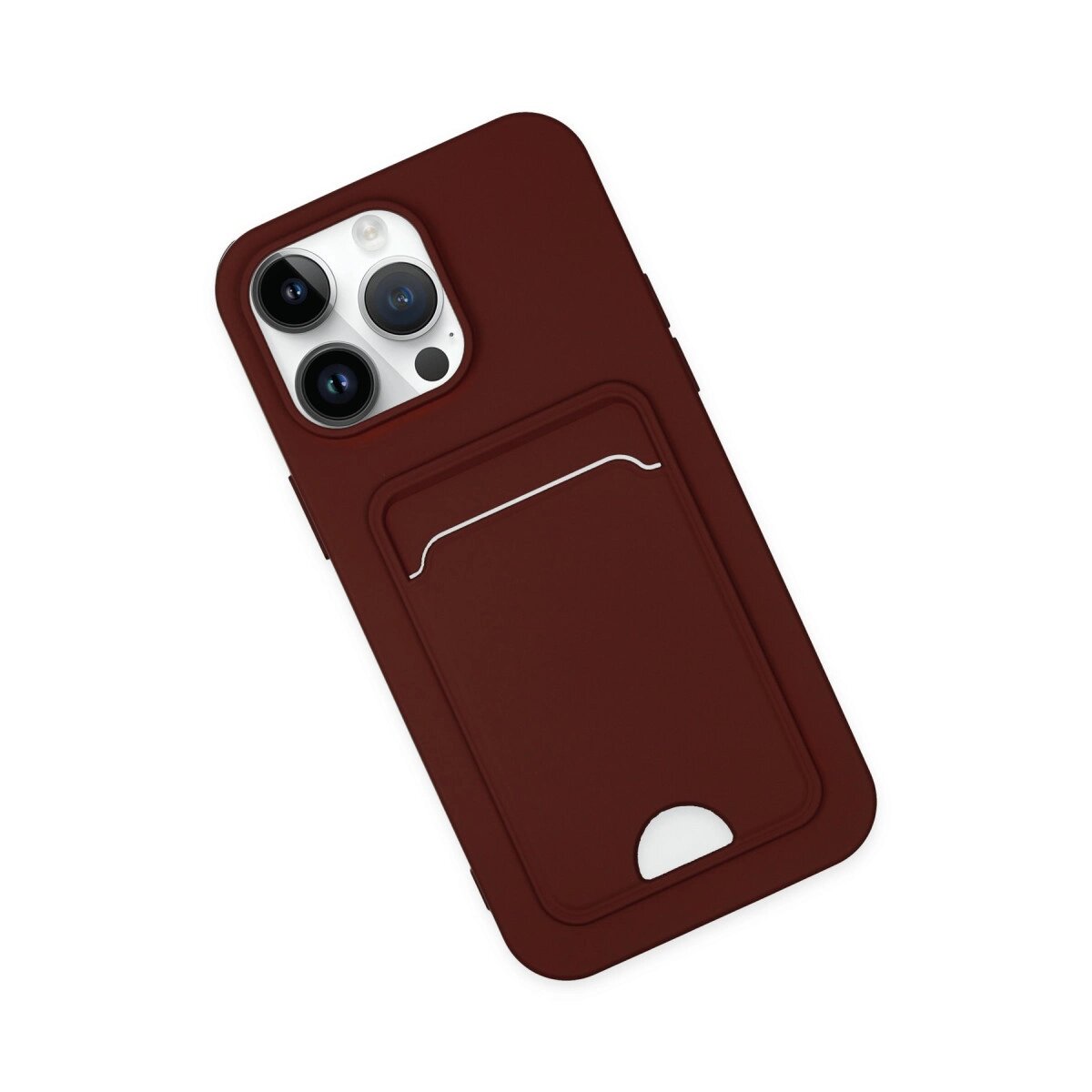 Apple İphone 14 Pro Kılıf Kelvin Kartvizitli Silikon - Bordo