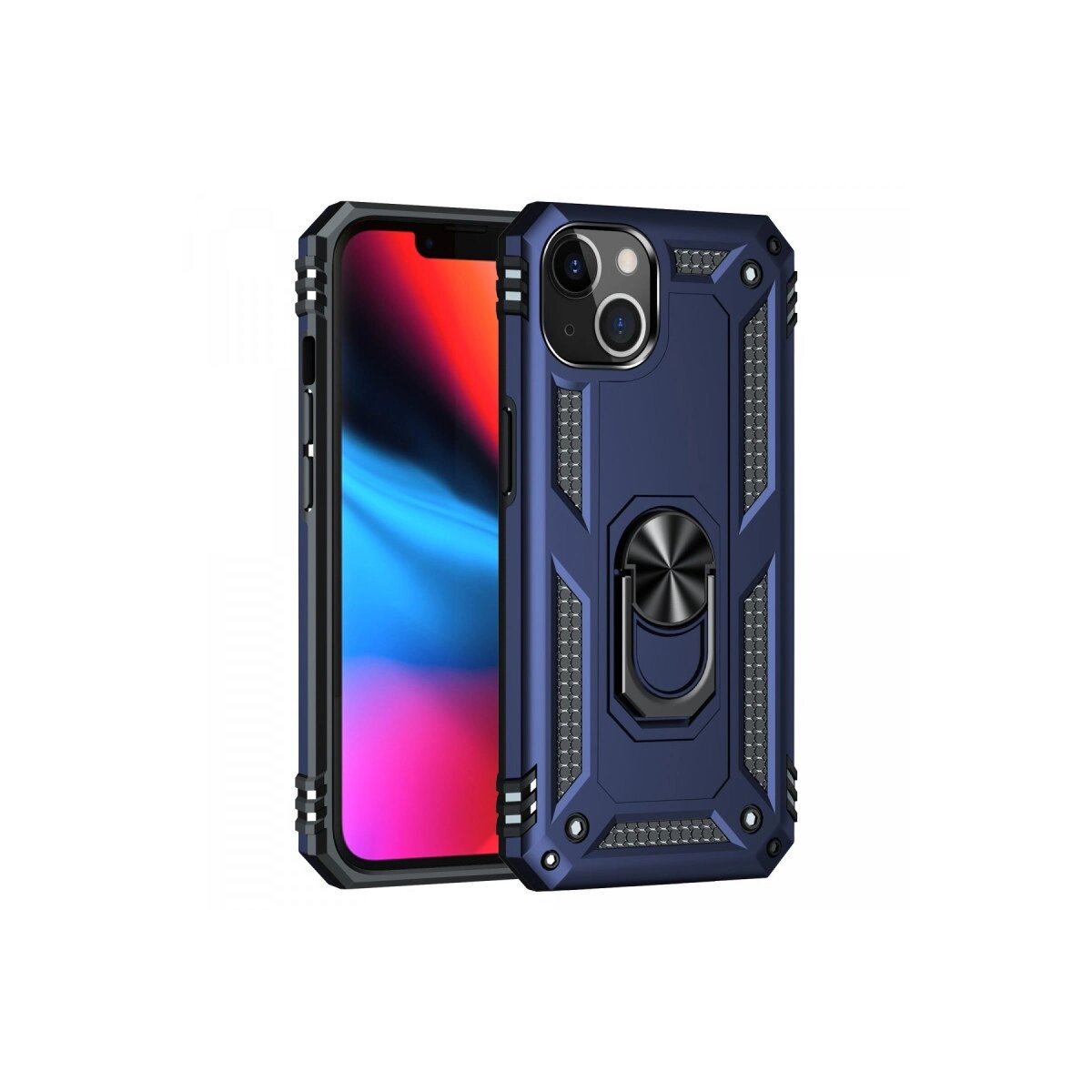 Apple İphone 14 Kılıf Sofya Yüzüklü Silikon Kapak - Lacivert