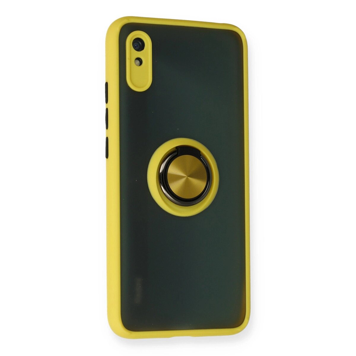 Xiaomi Redmi 9a Kılıf Montreal Yüzüklü Silikon Kapak - Sarı Xiaomi Redmi 9a Kılıf Montreal Yüzüklü Silikon Kapak - Sarı