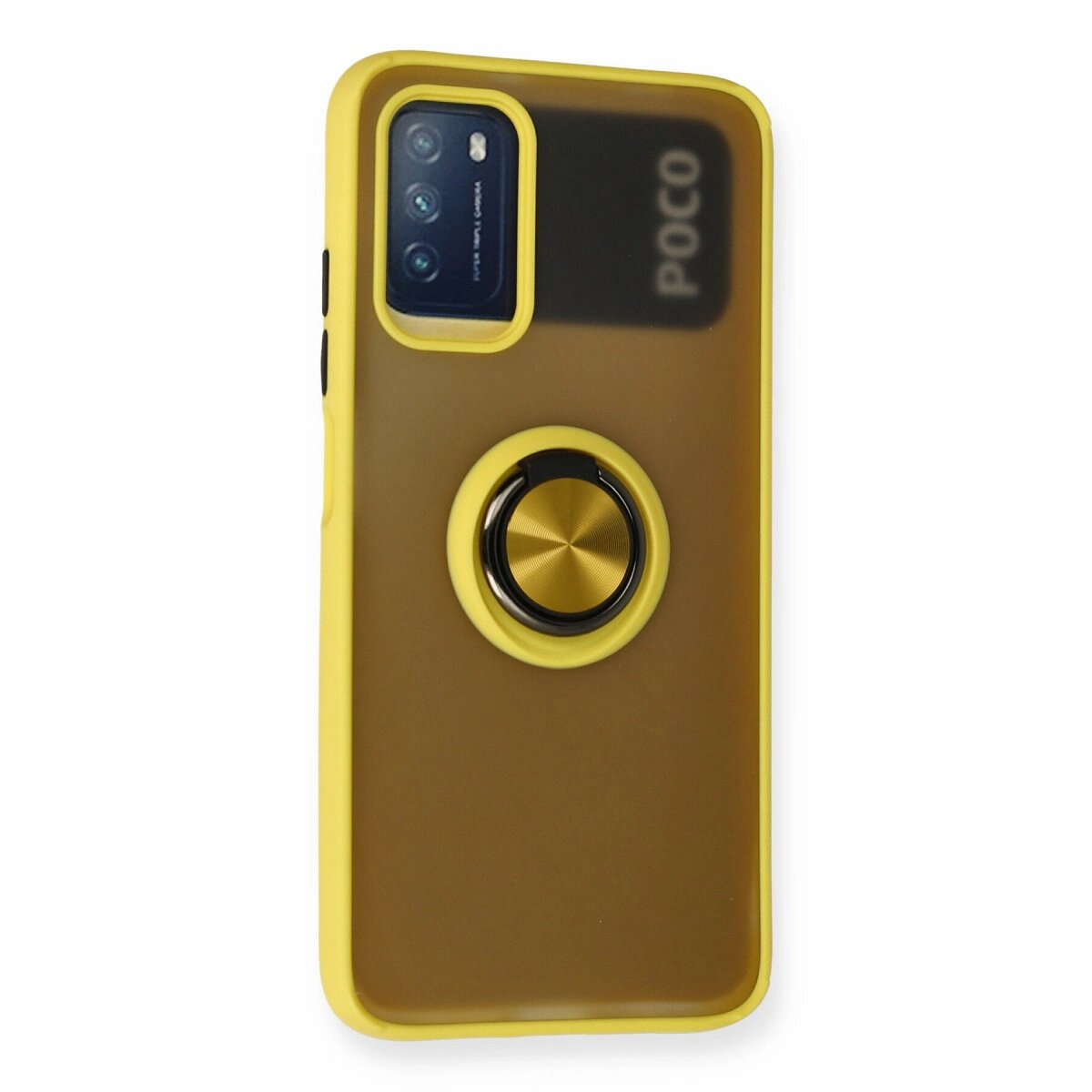 Xiaomi Redmi 9t Kılıf Montreal Yüzüklü Silikon Kapak - Sarı Xiaomi Redmi 9t Kılıf Montreal Yüzüklü Silikon Kapak - Sarı