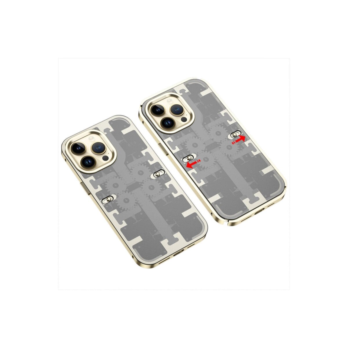Apple İphone 14 Pro Max Kılıf Mekanik Bumper Kapak - Gold Apple İphone 14 Pro Max Kılıf Mekanik Bumper Kapak - Gold