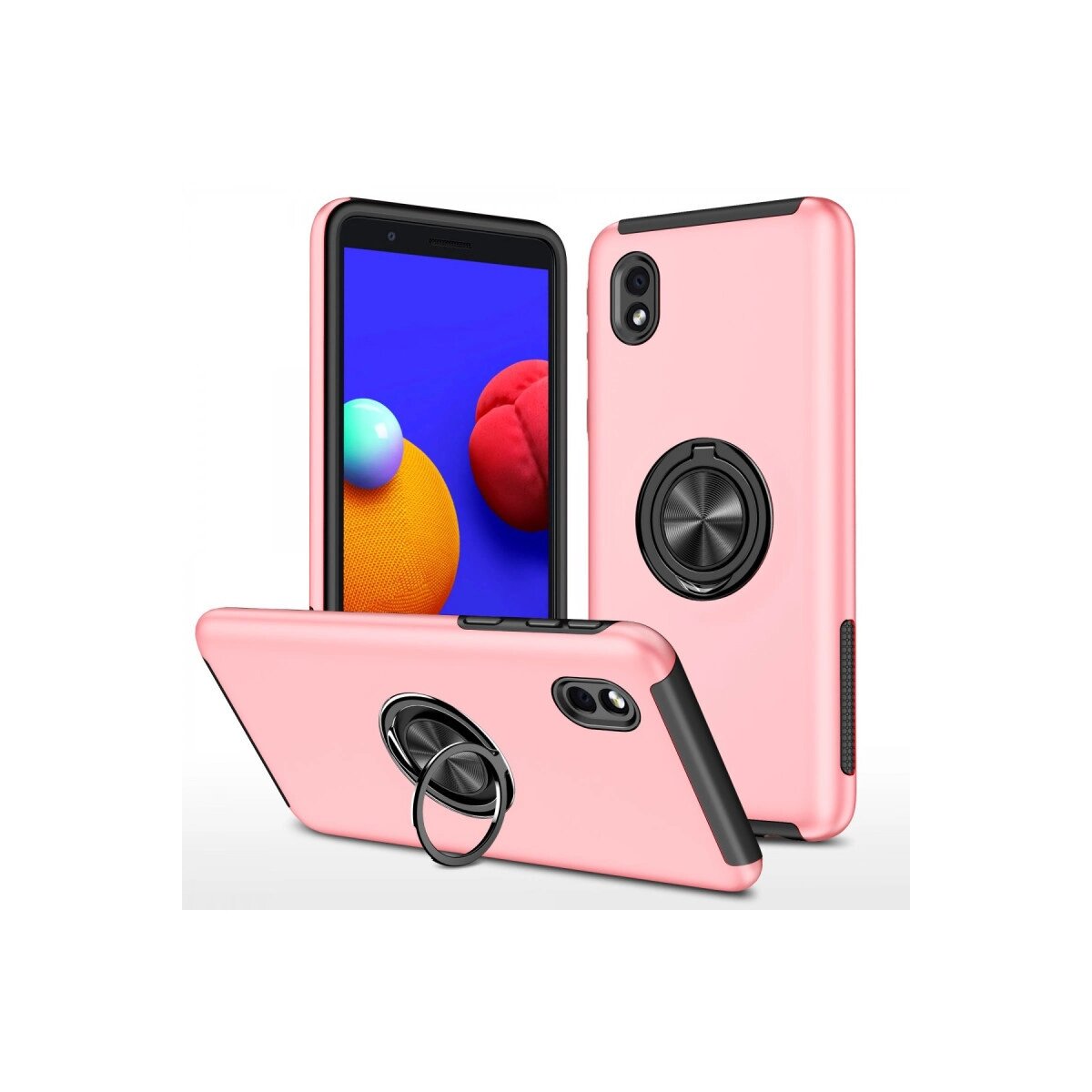 Galaxy A01 Core Kılıf Elit Yüzüklü Kapak - Pembe