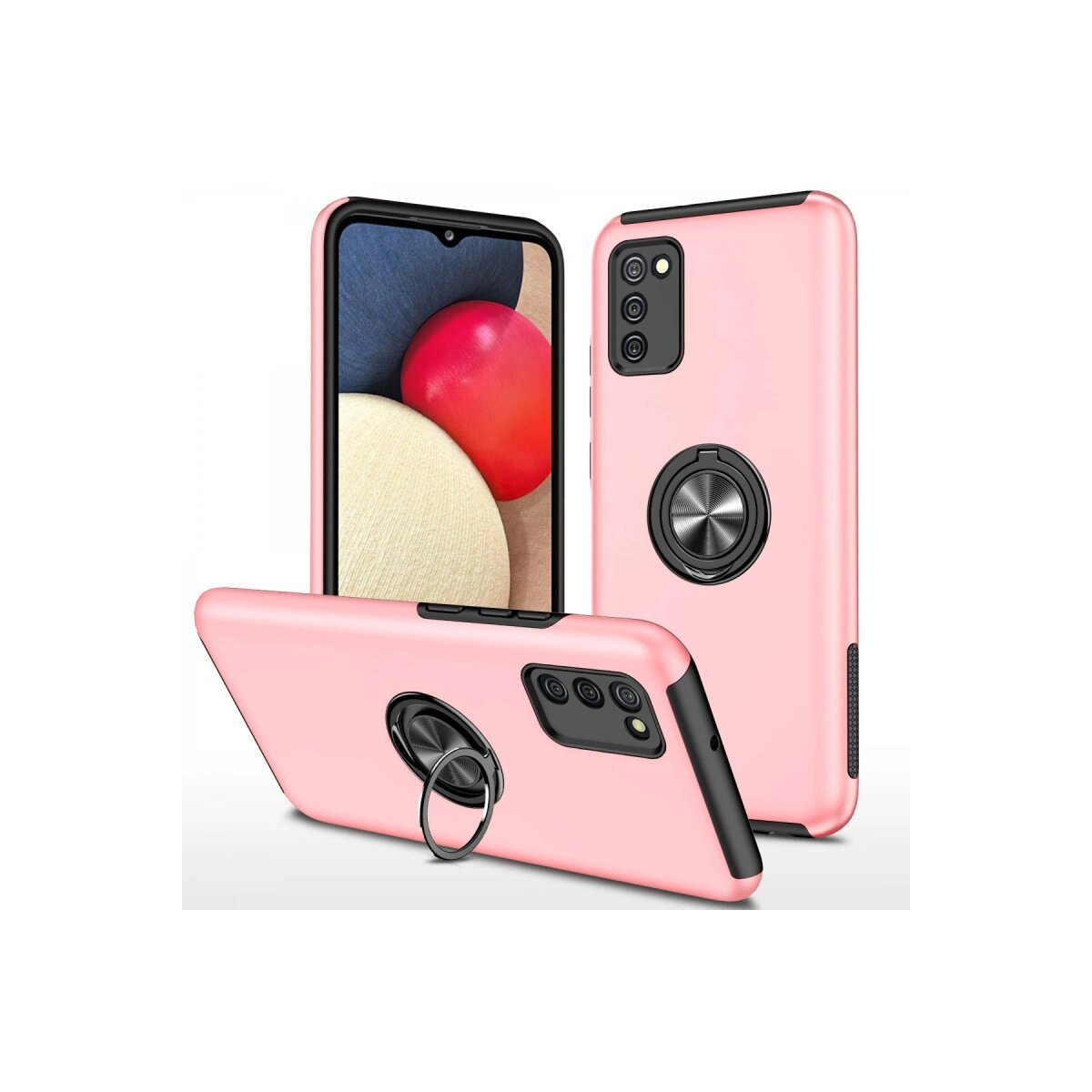 Galaxy A02s Kılıf Elit Yüzüklü Kapak - Pembe