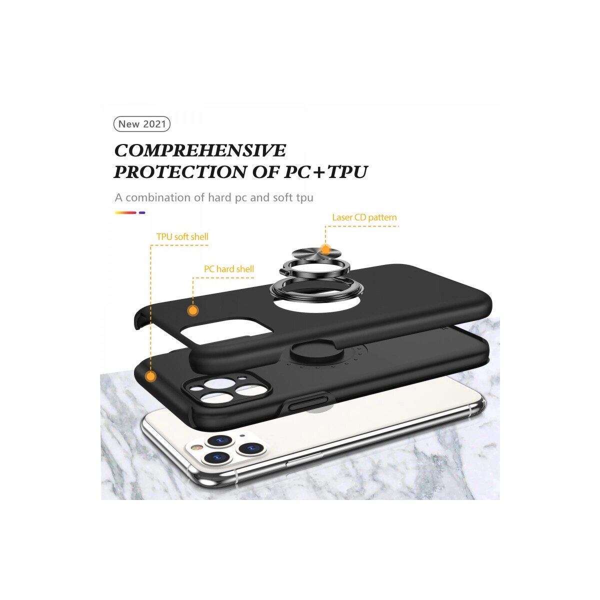 Apple İphone 11 Pro Max Kılıf Elit Yüzüklü Kapak - Siyah Apple İphone 11 Pro Max Kılıf Elit Yüzüklü Kapak - Siyah