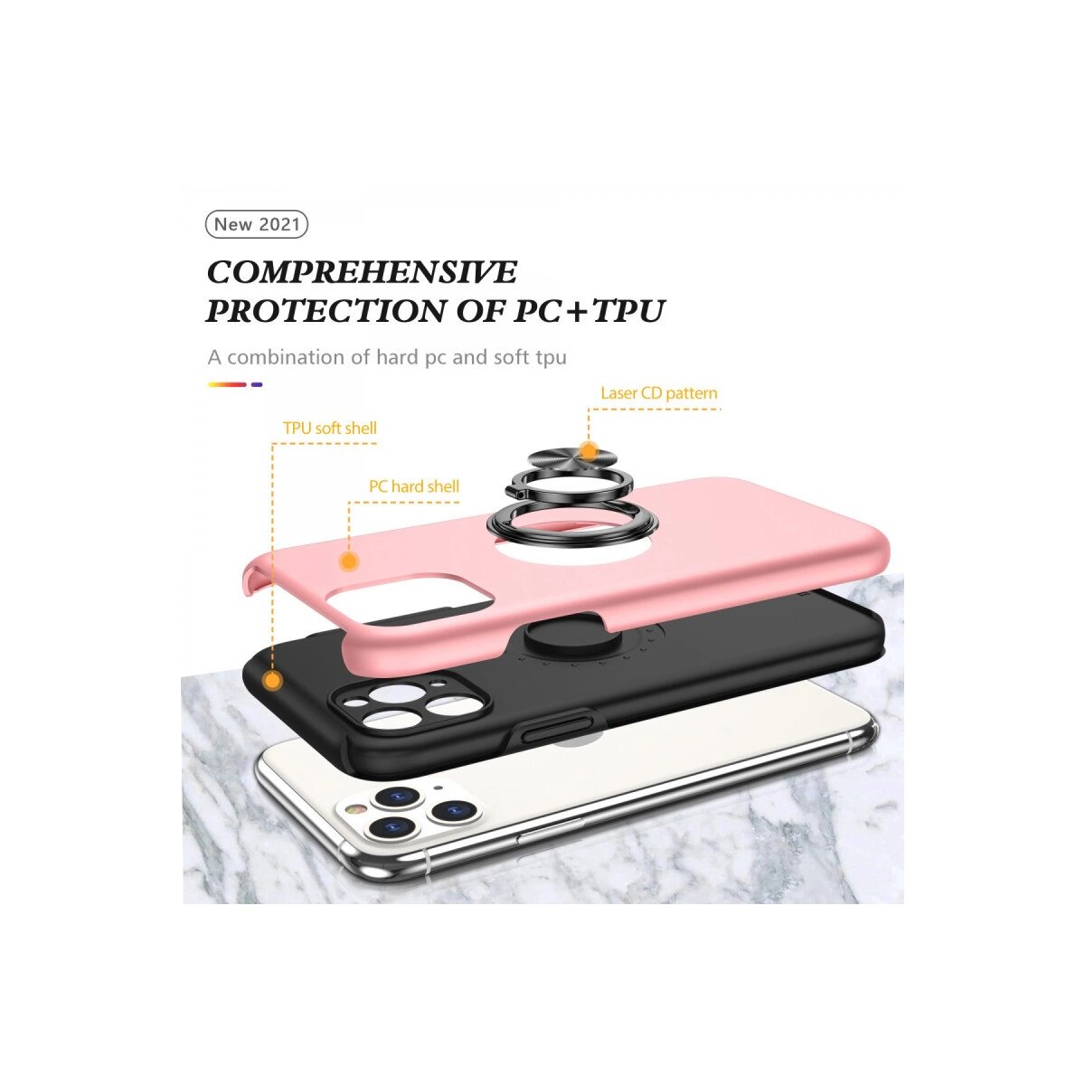 Apple İphone 11 Pro Max Kılıf Elit Yüzüklü Kapak - Pembe Apple İphone 11 Pro Max Kılıf Elit Yüzüklü Kapak - Pembe
