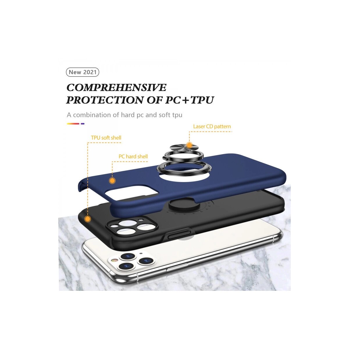 Apple İphone 11 Pro Max Kılıf Elit Yüzüklü Kapak - Lacivert Apple İphone 11 Pro Max Kılıf Elit Yüzüklü Kapak - Lacivert