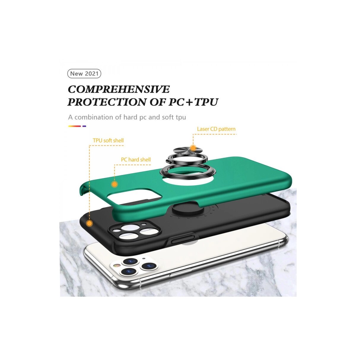 Apple İphone 11 Pro Max Kılıf Elit Yüzüklü Kapak - Yeşil Apple İphone 11 Pro Max Kılıf Elit Yüzüklü Kapak - Yeşil