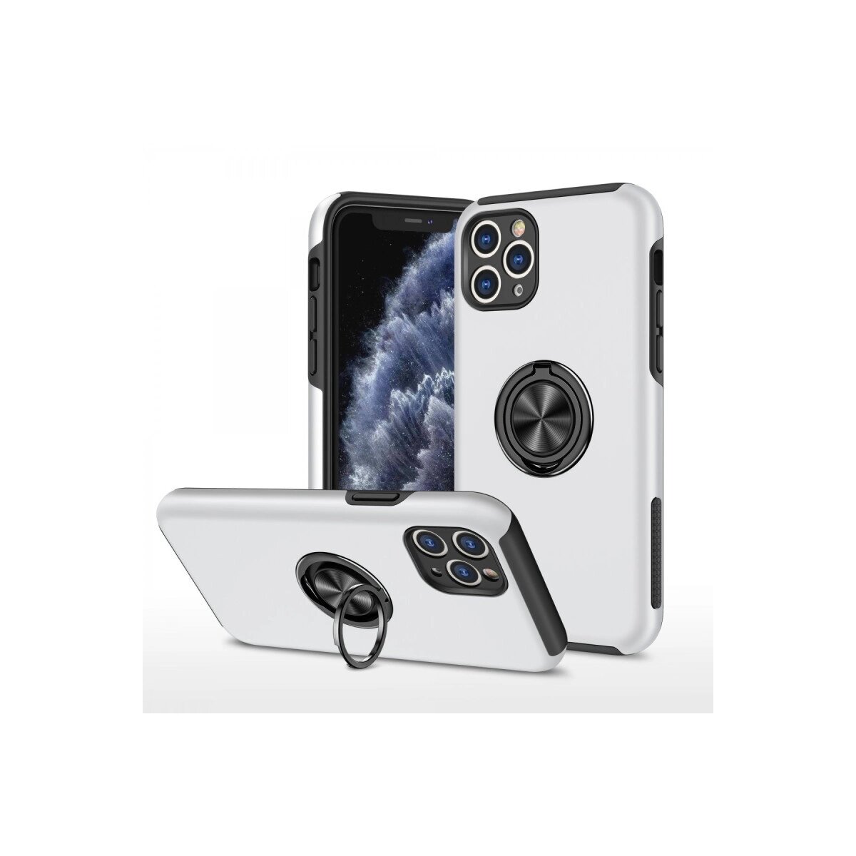 Apple İphone 11 Pro Max Kılıf Elit Yüzüklü Kapak - Gümüş Apple İphone 11 Pro Max Kılıf Elit Yüzüklü Kapak - Gümüş