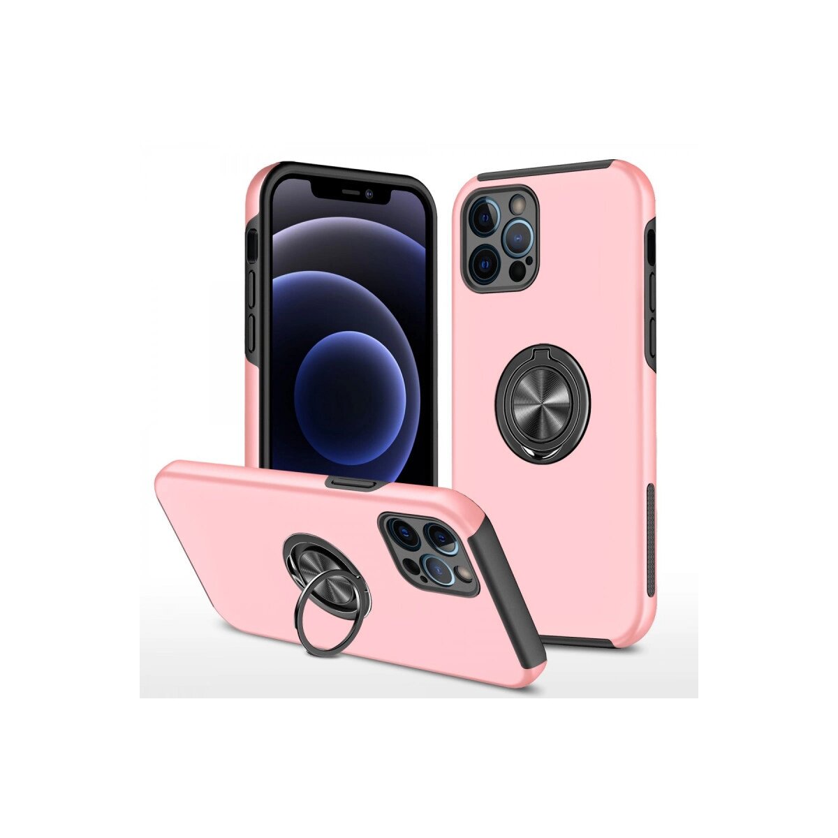 Apple İphone 12 Pro Max Kılıf Elit Yüzüklü Kapak - Pembe Apple İphone 12 Pro Max Kılıf Elit Yüzüklü Kapak - Pembe