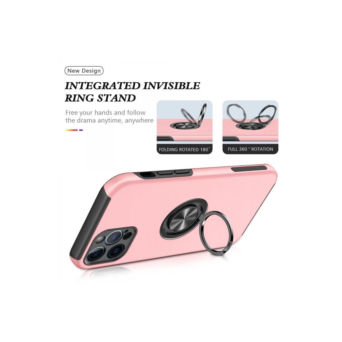 Apple İphone 12 Pro Max Kılıf Elit Yüzüklü Kapak - Pembe Apple İphone 12 Pro Max Kılıf Elit Yüzüklü Kapak - Pembe