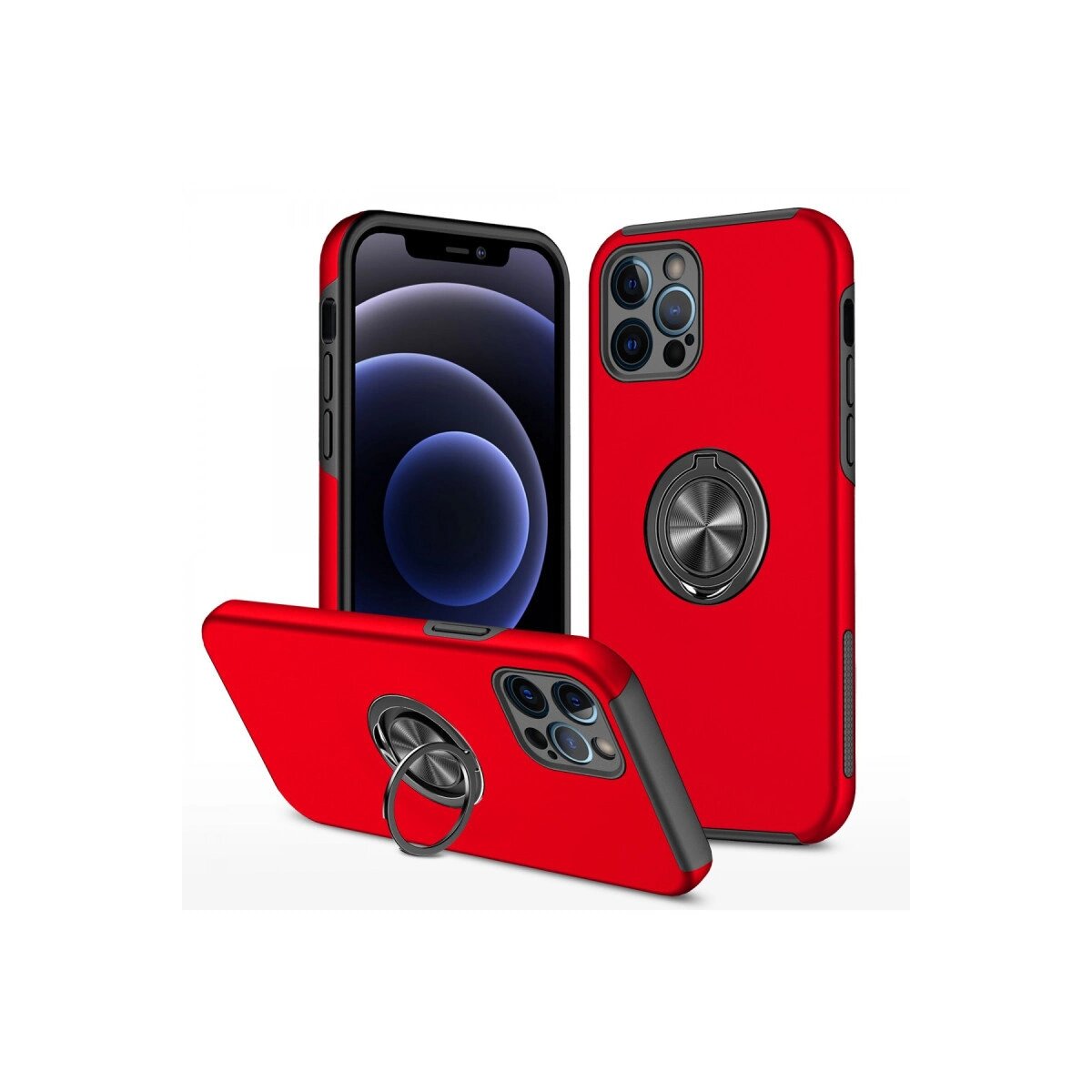 Apple İphone 12 Pro Max Kılıf Elit Yüzüklü Kapak - Kırmızı Apple İphone 12 Pro Max Kılıf Elit Yüzüklü Kapak - Kırmızı