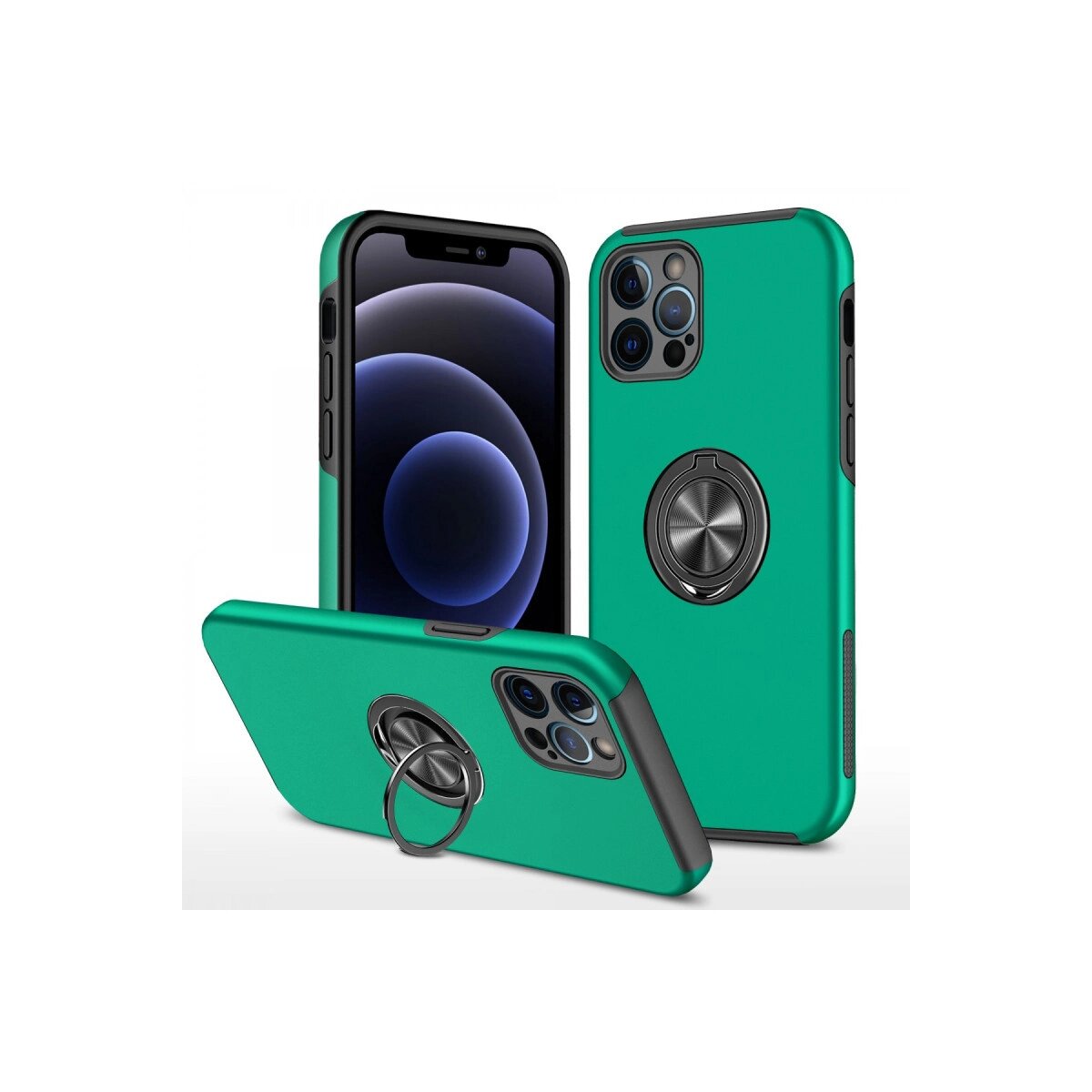 Apple İphone 12 Pro Max Kılıf Elit Yüzüklü Kapak - Yeşil Apple İphone 12 Pro Max Kılıf Elit Yüzüklü Kapak - Yeşil