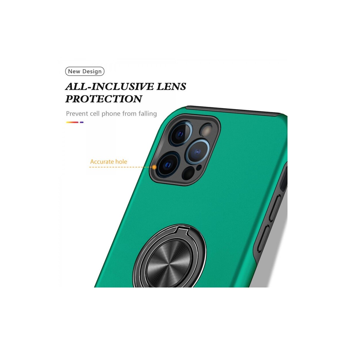 Apple İphone 12 Pro Max Kılıf Elit Yüzüklü Kapak - Yeşil Apple İphone 12 Pro Max Kılıf Elit Yüzüklü Kapak - Yeşil