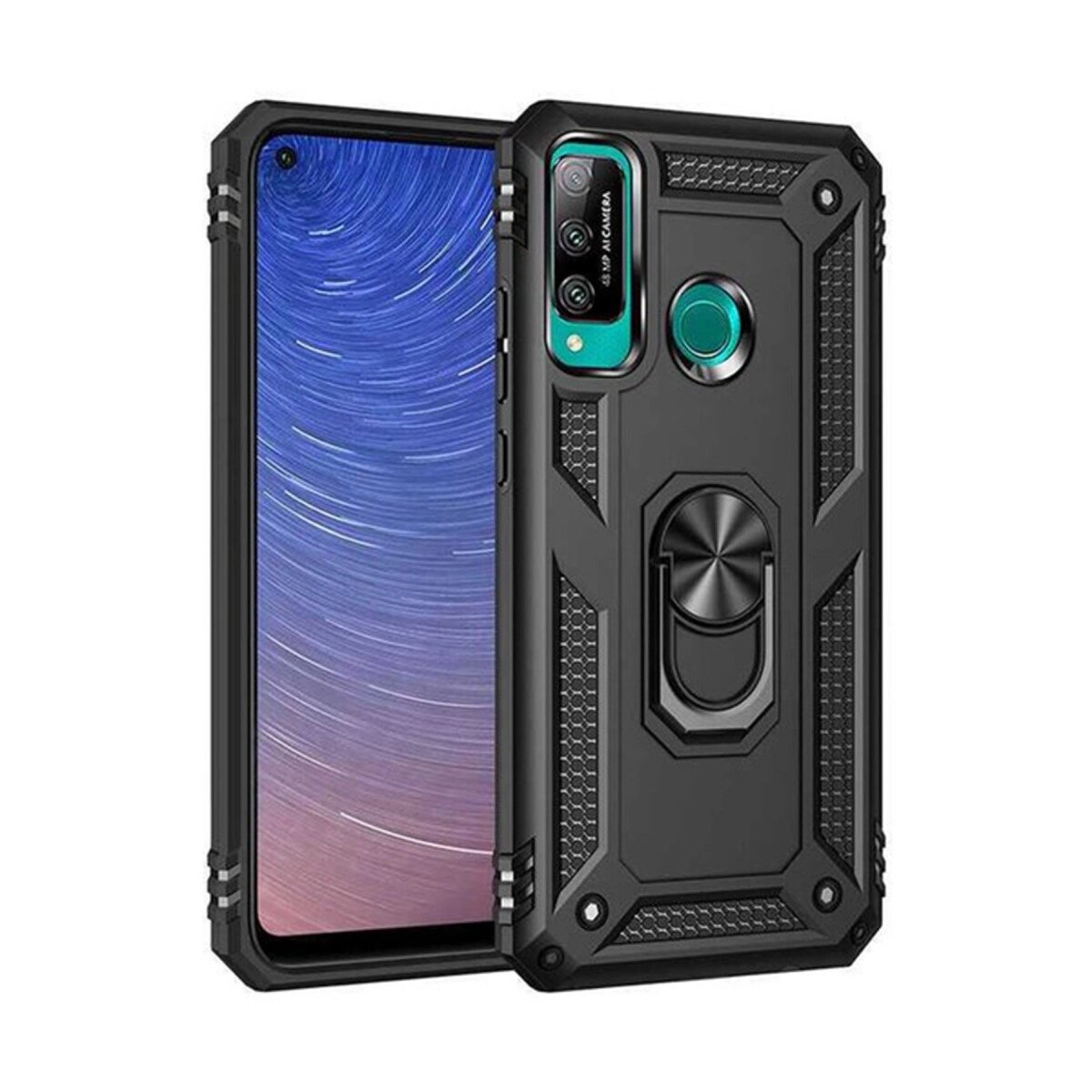 Huawei P40 Lite E Kılıf Sofya Yüzüklü Silikon Kapak - Siyah Huawei P40 Lite E Kılıf Sofya Yüzüklü Silikon Kapak - Siyah
