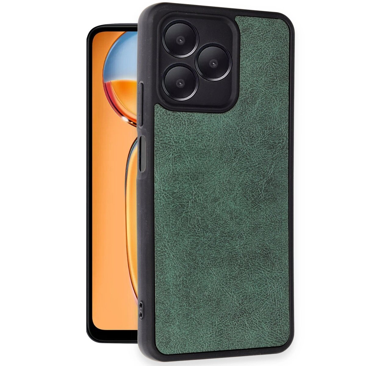 Realme Note 50 4g Kılıf Aras Deri Kapak - Koyu Yeşil Realme Note 50 4g Kılıf Aras Deri Kapak - Koyu Yeşil