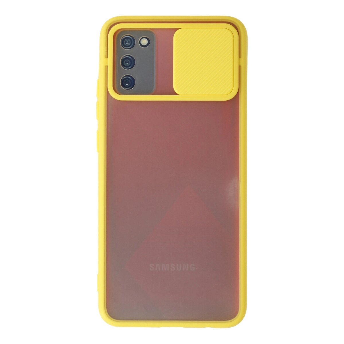 Samsung Galaxy A02s Kılıf Palm Buzlu Kamera Sürgülü Silikon - Sarı Samsung Galaxy A02s Kılıf Palm Buzlu Kamera Sürgülü Silikon - Sarı