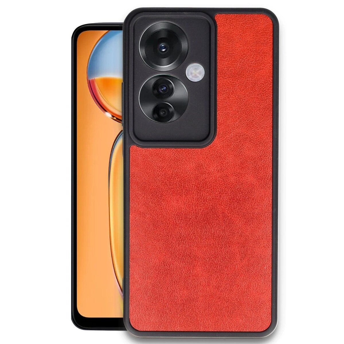 Oppo Reno 11f Kılıf Aras Deri Kapak - Kırmızı Oppo Reno 11f Kılıf Aras Deri Kapak - Kırmızı