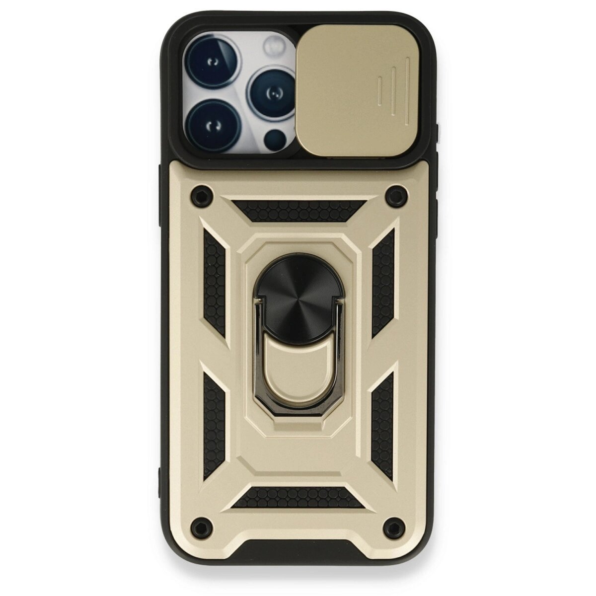 Apple İphone 15 Pro Max Kılıf Pars Lens Yüzüklü Silikon - Gold Apple İphone 15 Pro Max Kılıf Pars Lens Yüzüklü Silikon - Gold