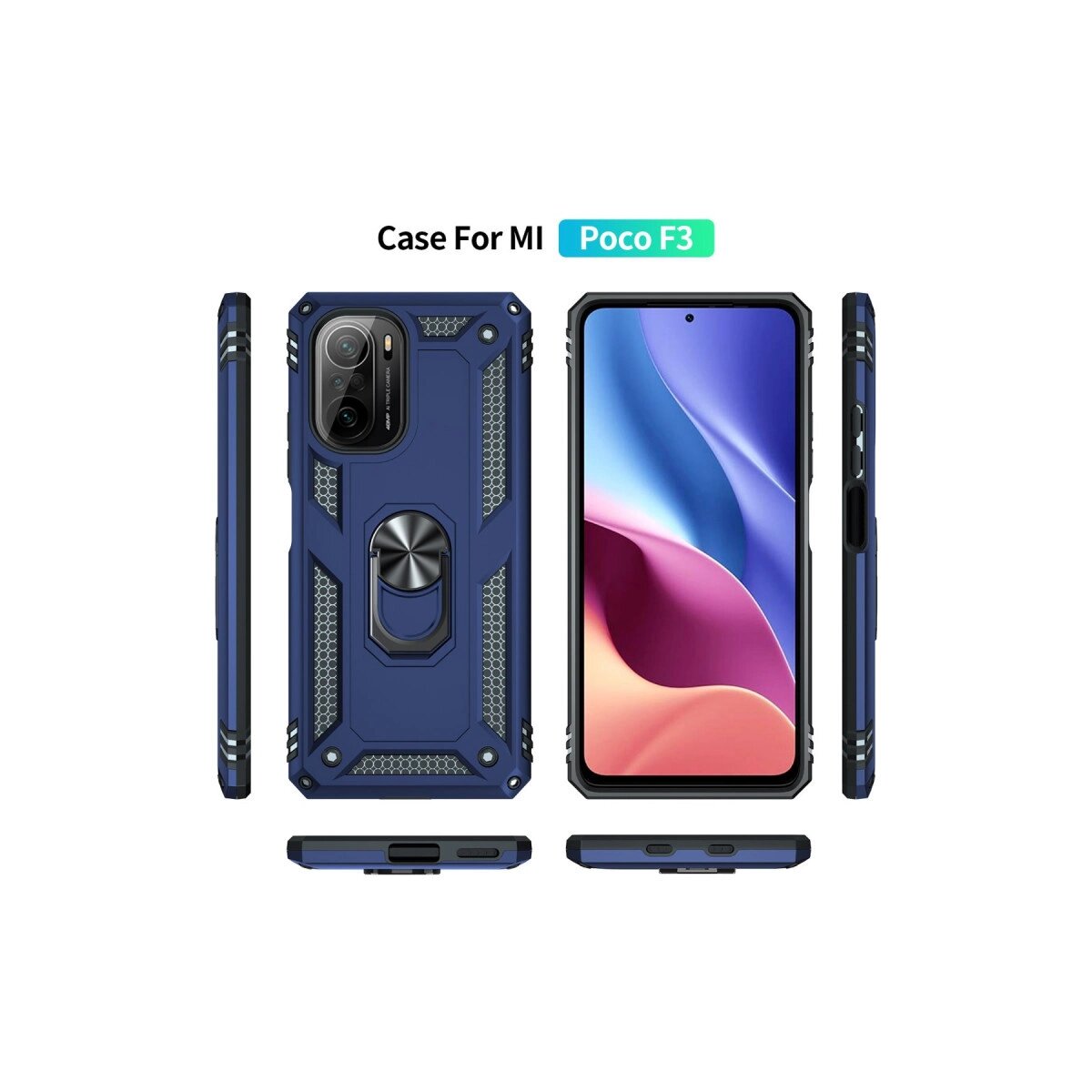 Xiaomi Poco F3 Kılıf Sofya Yüzüklü Silikon Kapak - Lacivert Xiaomi Poco F3 Kılıf Sofya Yüzüklü Silikon Kapak - Lacivert