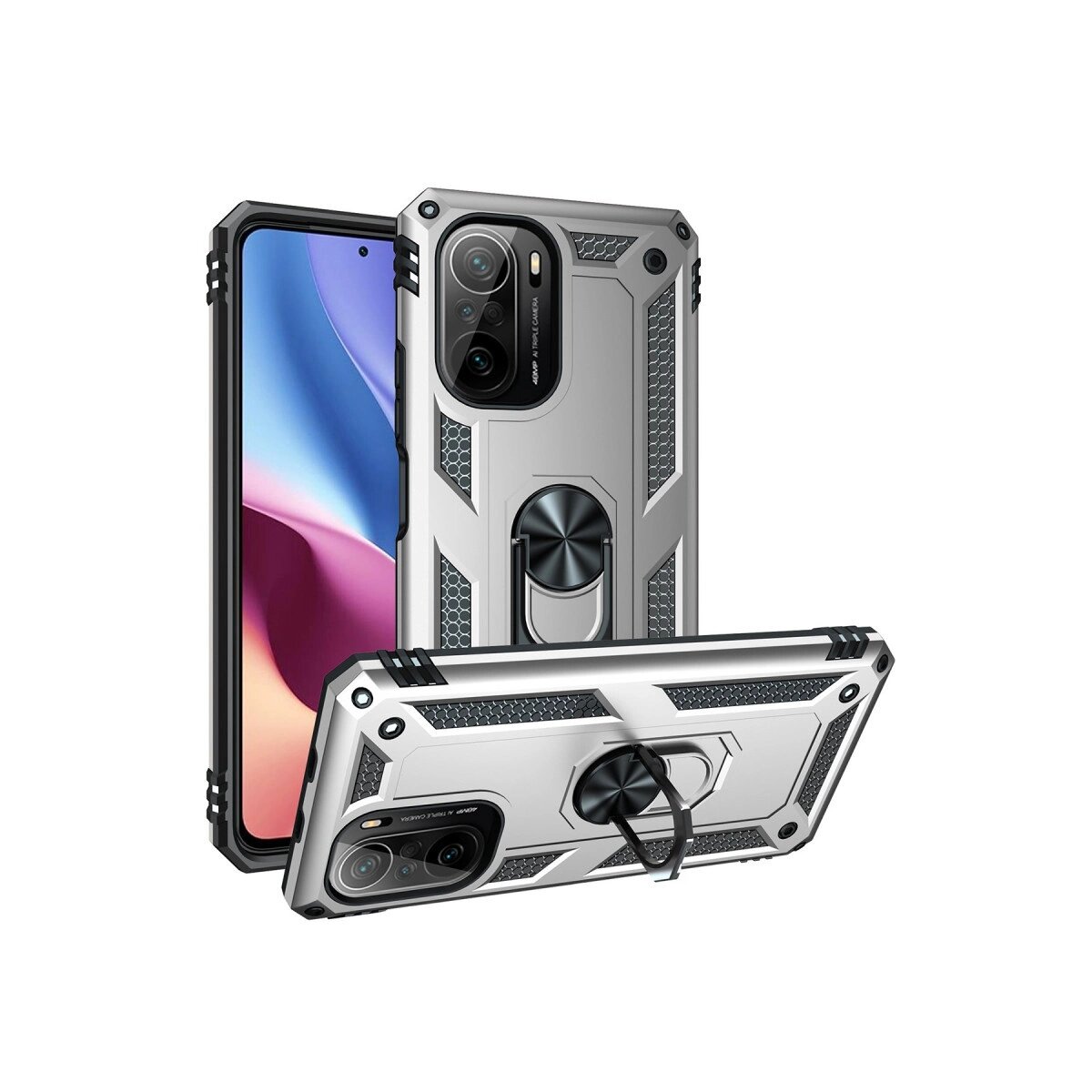 Xiaomi Poco F3 Kılıf Sofya Yüzüklü Silikon Kapak - Gümüş Xiaomi Poco F3 Kılıf Sofya Yüzüklü Silikon Kapak - Gümüş