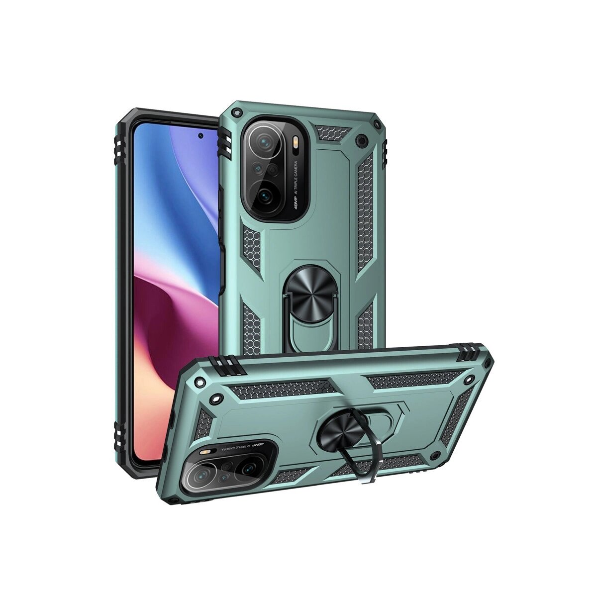 Xiaomi Poco F3 Kılıf Sofya Yüzüklü Silikon Kapak - Yeşil Xiaomi Poco F3 Kılıf Sofya Yüzüklü Silikon Kapak - Yeşil