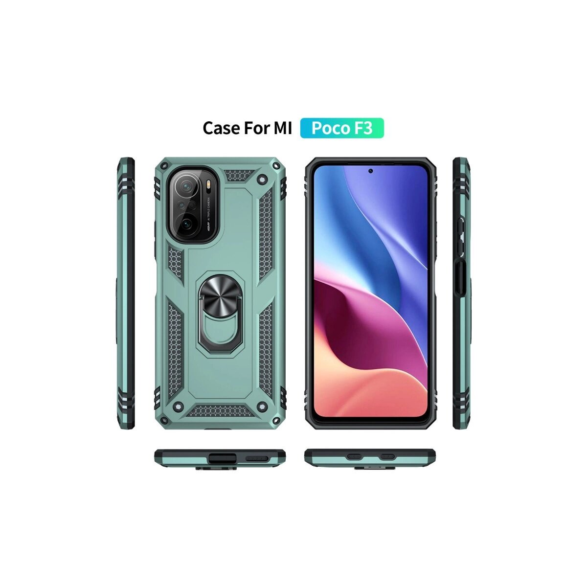 Xiaomi Poco F3 Kılıf Sofya Yüzüklü Silikon Kapak - Yeşil Xiaomi Poco F3 Kılıf Sofya Yüzüklü Silikon Kapak - Yeşil