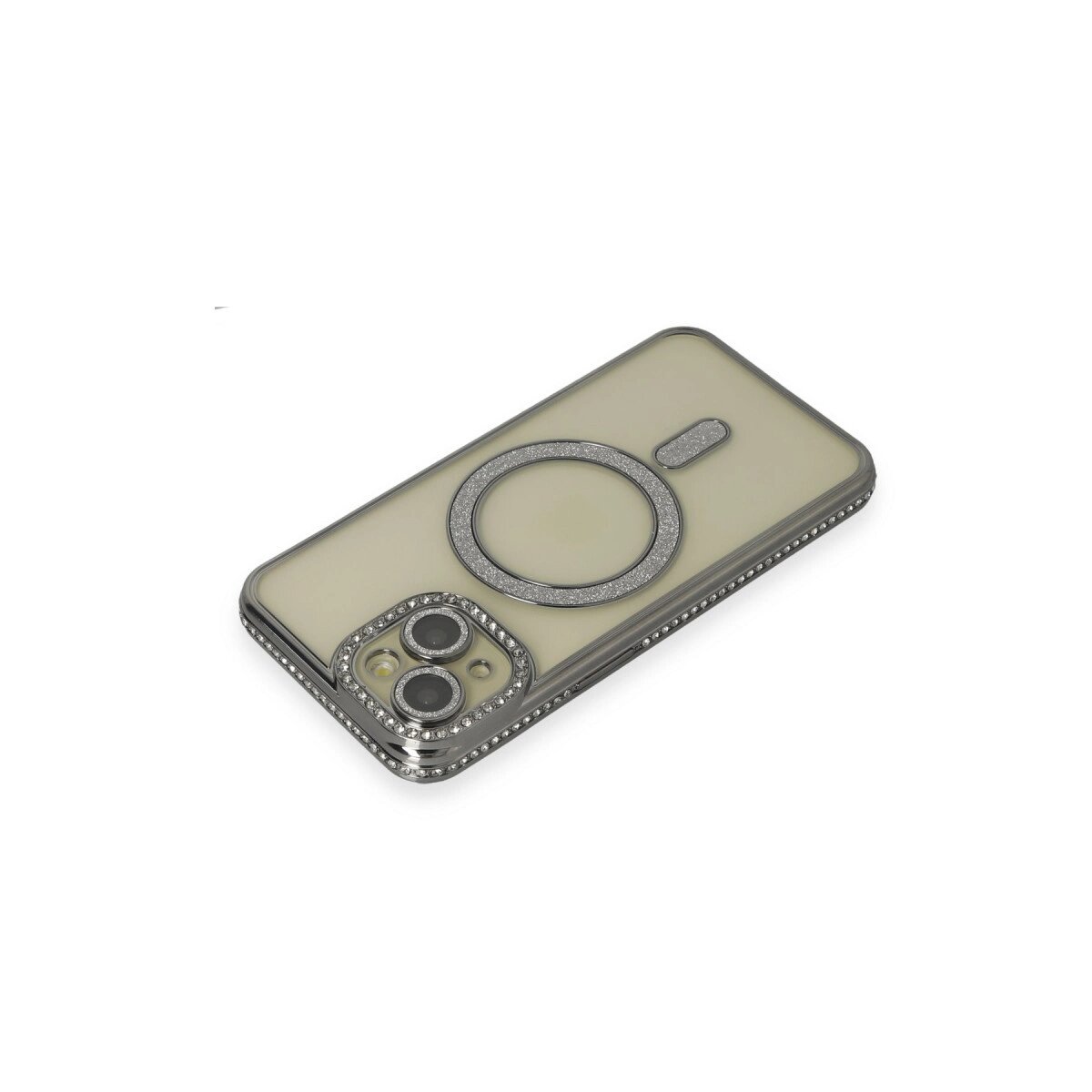 Apple İphone 15 Kılıf Joke Simli Magneticsafe Kılıf - Gri