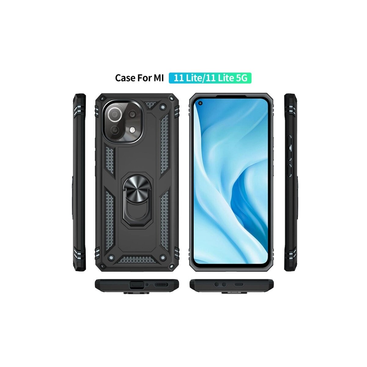 Xiaomi Mi 11 Lite Kılıf Sofya Yüzüklü Silikon Kapak - Siyah Xiaomi Mi 11 Lite Kılıf Sofya Yüzüklü Silikon Kapak - Siyah