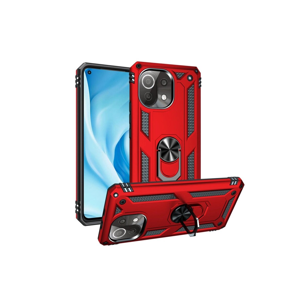 Xiaomi Mi 11 Lite Kılıf Sofya Yüzüklü Silikon Kapak - Kırmızı Xiaomi Mi 11 Lite Kılıf Sofya Yüzüklü Silikon Kapak - Kırmızı