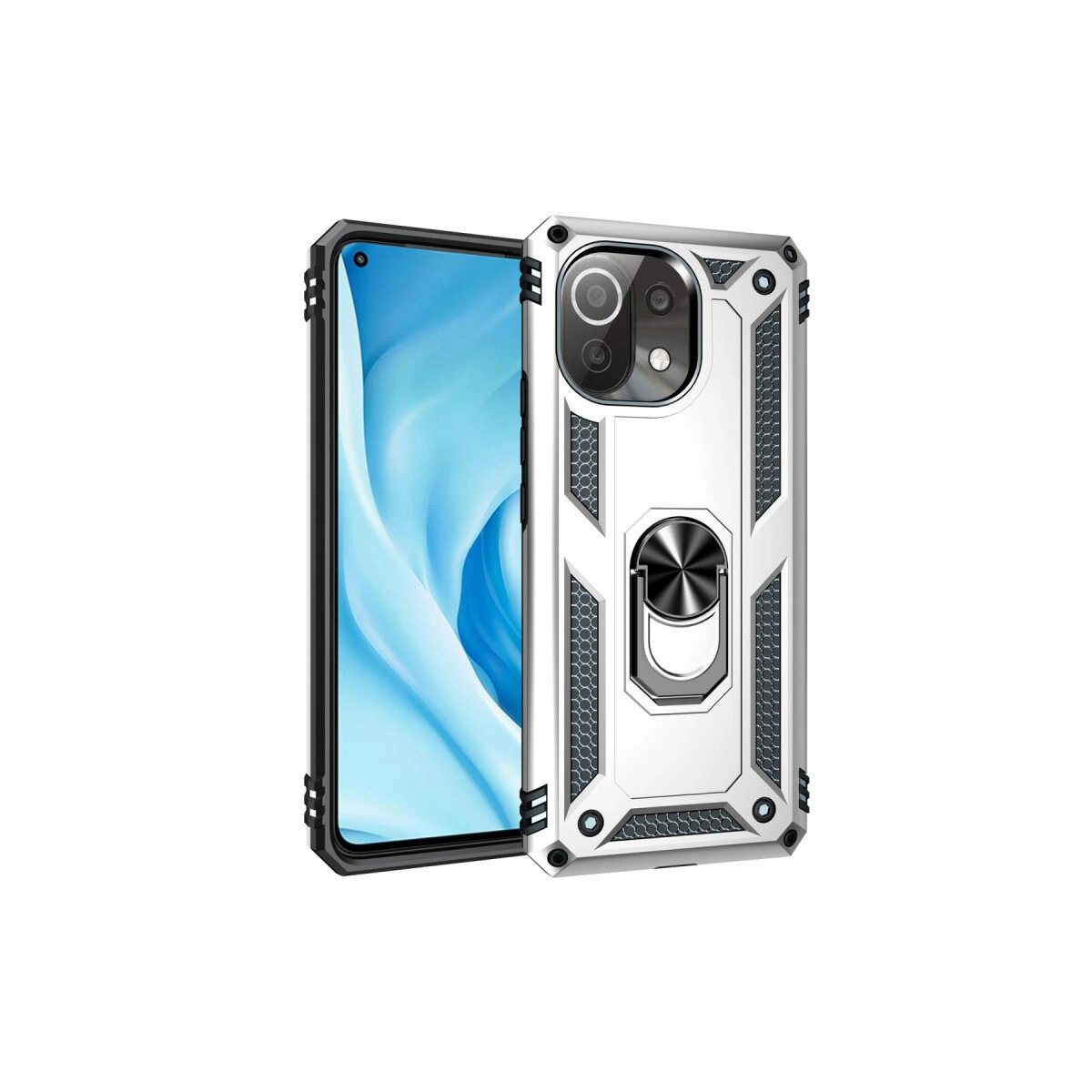 Xiaomi Mi 11 Lite Kılıf Sofya Yüzüklü Silikon Kapak - Gümüş Xiaomi Mi 11 Lite Kılıf Sofya Yüzüklü Silikon Kapak - Gümüş