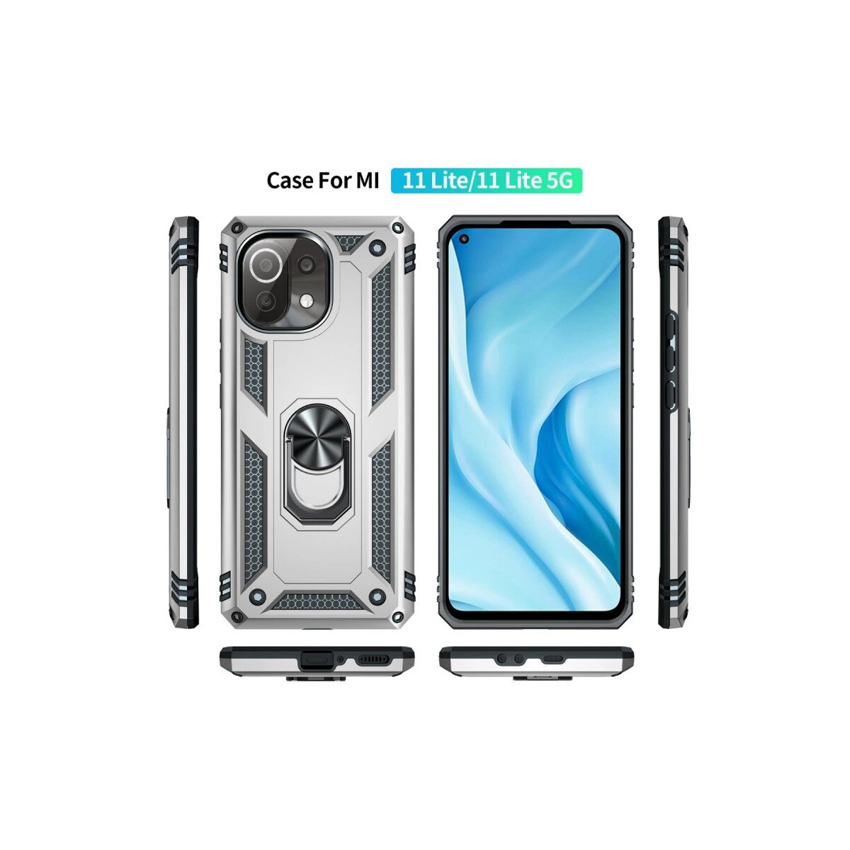 Xiaomi Mi 11 Lite Kılıf Sofya Yüzüklü Silikon Kapak - Gümüş Xiaomi Mi 11 Lite Kılıf Sofya Yüzüklü Silikon Kapak - Gümüş