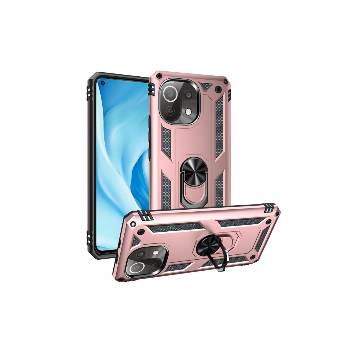 Xiaomi Mi 11 Lite Kılıf Sofya Yüzüklü Silikon Kapak - Rose Xiaomi Mi 11 Lite Kılıf Sofya Yüzüklü Silikon Kapak - Rose