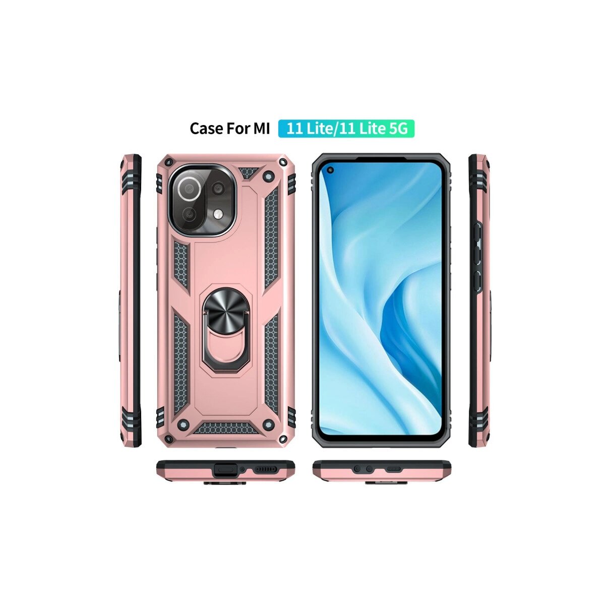 Xiaomi Mi 11 Lite Kılıf Sofya Yüzüklü Silikon Kapak - Rose Xiaomi Mi 11 Lite Kılıf Sofya Yüzüklü Silikon Kapak - Rose