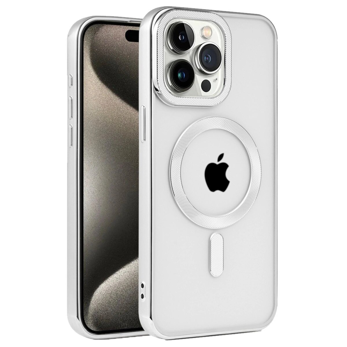 Apple İphone 15 Pro Max Kılıf Kronos Magsafe Kapak - Gümüş Apple İphone 15 Pro Max Kılıf Kronos Magsafe Kapak - Gümüş