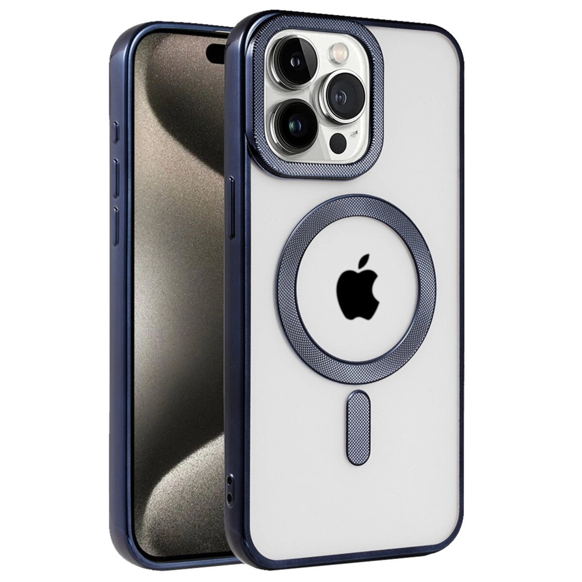 Apple İphone 15 Pro Max Kılıf Kronos Magsafe Kapak - Lacivert Apple İphone 15 Pro Max Kılıf Kronos Magsafe Kapak - Lacivert