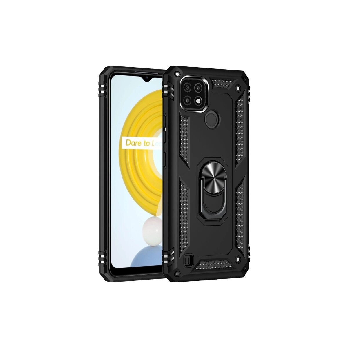 Realme C21 Kılıf Sofya Yüzüklü Silikon Kapak - Siyah Realme C21 Kılıf Sofya Yüzüklü Silikon Kapak - Siyah