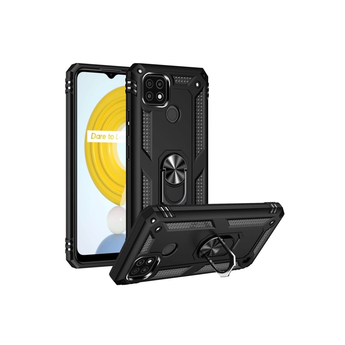 Realme C21 Kılıf Sofya Yüzüklü Silikon Kapak - Siyah Realme C21 Kılıf Sofya Yüzüklü Silikon Kapak - Siyah