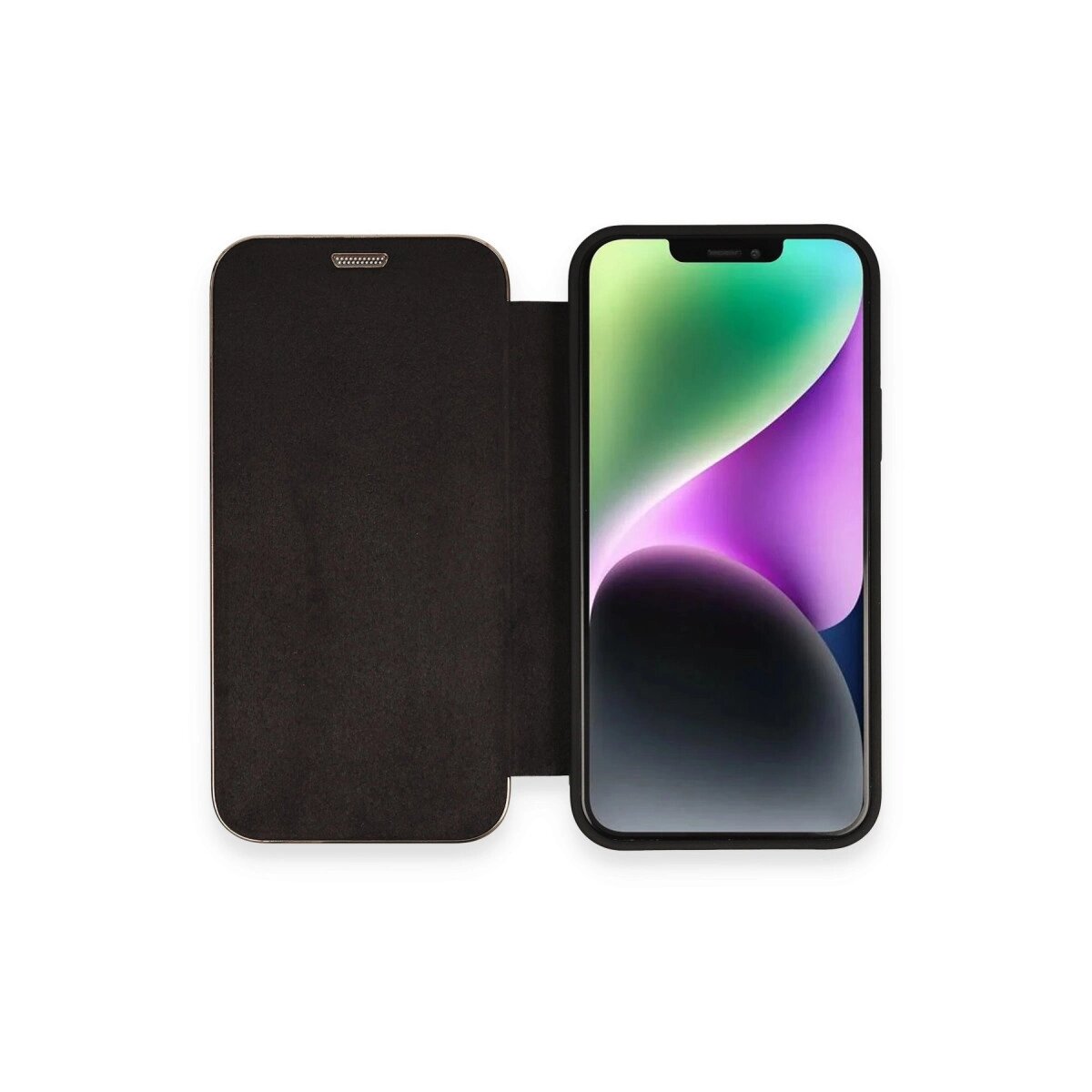 Apple İphone 12 Kılıf Dolpin Kapaklı - Siyah Apple İphone 12 Kılıf Dolpin Kapaklı - Siyah