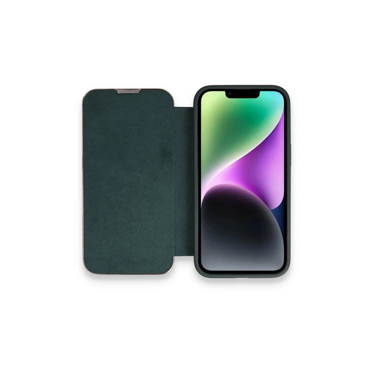 Apple İphone 14 Pro Max Kılıf Dolpin Kapaklı - Koyu Yeşil Apple İphone 14 Pro Max Kılıf Dolpin Kapaklı - Koyu Yeşil